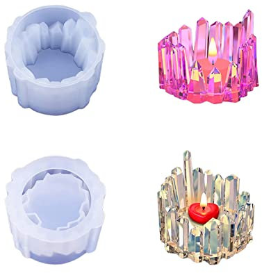 Kerzenformen Silikonform, 2 Stücke Gießform Kerzenhalter, DIY Kristall Epoxidharz Gießformen