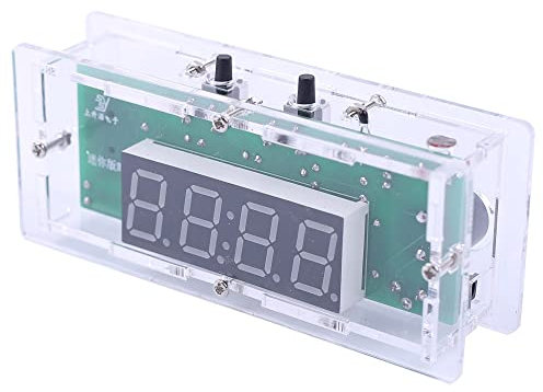 DONGKER Uhr-Bausätze, 4-stellige DIY Digital LED Uhr Kit mit Acrylschale, Zeit- und Temperatur -Alternative Anzeige, DIY Wecker Löten Praxis-Kit für Anfänger zum Erlernen der Elektronik