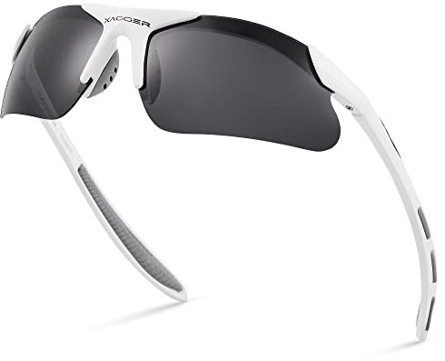 Xagger Polarisierte Sport-Sonnenbrille für Jungen und Mädchen, Baseball-Softball-Brille, TR90-Rahmen, Mattweiß | Rauchgrau, One Size
