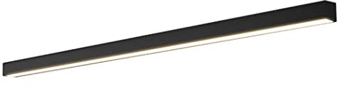 LED Wohnzimmer Deckenleuchte Innen Schwarz Deckenlampe Dimmbar Acryl Spiegelleuchte Aluminium Lange Lichtleiste Deckenbeleuchtung Badlampe für Korridor Badzimmer Büro Schlafzimmer (Schwarz,120cm)