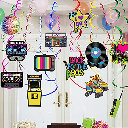 36 Stück 80er Deko, Deko 80er Jahre Party Luftschlangen Geburtstag HäNgende Wirbel Deko Spiralen Hippie Rock Neon Party Deko Hip Hop RüCkblick füR Erwachsene 80er Rock Hippie Disco Retro Partybedarf