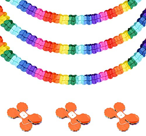 6 Stück Bunt Girlande Papier Deko Vierblättriges Kleeblatt Girlanden Regenbogen luftschlangen Girlande Hängenden Partygirlanden für Geburtstag Party Hochzeit Urlaubsdekoration