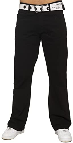 BRAND KRUZE Herren Jeans Bootcut Pants KZ115 Ausgestellte Denimhose mit weitem Bein, alle Taillengrößen mit Gürtel