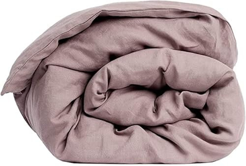 LNT France - Housse de Couette 100% Lin lavé - Linge de Maison - Lavable en Machine - Housse de Couette avec Fermeture Bouteille - Housse de Couette (Rose Poudre, 140x200 cm)