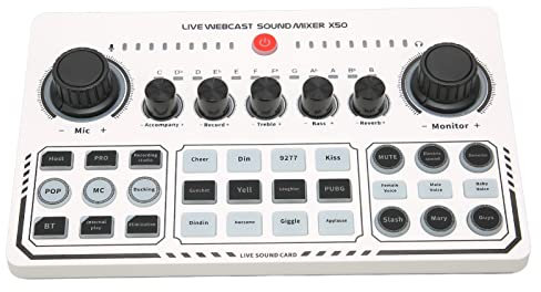 Professioneller Audiomixer, Podcast-Ausrüstungspaket, Externe USB-Soundkarte mit 12 Aufwärm-Soundeffekten, Live-Soundkarte und Audio-Interface für Live-Streaming-Podcast-Aufnahmen