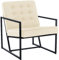 CLP Lounger Avon Samt - Lesesessel Mit Gestepptem Samtbezug Und Stabilem Metallgestell, Farbe:Creme