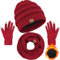 Warme Fleece-Strickmütze, Schal und Touchscreen-Handschuhe Set – Unisex-Erwachsene Wintergeschenke, Rot/Ausflug, einfarbig (Getaway Solids), 5 1/8-7 7/8