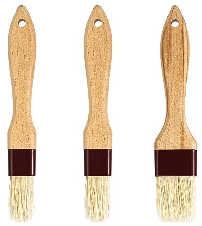 3 Pièces de Pinceau de Cuisine, Pinceau à Huile pour la Cuisson Pinceaux en Poils de Sanglier pour Sauce Pinceau de Cuisine pour Sauce à Tartiner à l'Huile Marinade