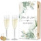 GRAVURZEILE Leonardo Flûtes à champagne avec gravure - Design d'amour de mariage - Personnalisable avec nom et date avec boîte en bois - Cadeau pour mariage, fiançailles ou anniversaire de mariage -