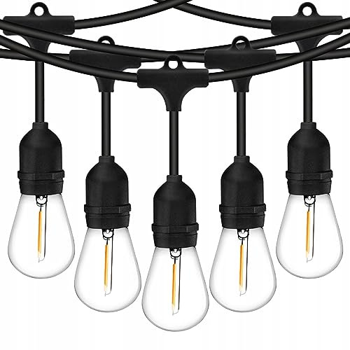Lumiled Lichterkette Außen 15 Meter mit 30 E27 LED 1W Glühbirne ST45 Warmweiß 2700K 230V Birnen für Garten Biergarten Party Hochzeit Dekoration Terrasse Weihnachten verlängerbar mit Strom