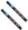 Posca PC-3M - Rotuladores de pintura para arte, punta de 0,9 a 1,3 mm, tinta gris pizarra, paquete de 2