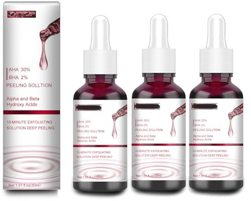 AHA 30% + BHA 2% Peeling-Lösungen, AHA 30% + BHA 2% Fruchtsäure-Essenz-Flüssigkeit, Salicylsäure Flüssiges Peeling, natürliches Fruchtsäureessenz Flüssige Gesichtspflegeessenz (3pc)