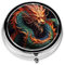 Pilulier dragon chinois avec miroir - Petit pilulier rétro pour vitamines, huile de poisson - Petit distributeur de pilules pour poche ou voyage