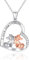 REDSUN Fuchs Halskette 925 Sterling Silber Herz Anhänger Fuchs Anhänger Halskette für immer Liebe Fuchs Tier Anhänger Schmuck Weihnachten Geschenk für Frauen Mädchen Freundin Tochter Mutter Paare