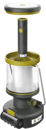 EXIT 20V 3-in-1 wiederaufladbare LED-Laterne, Campinglampe aufladbar, multifunktionale Campinglichter mit eingebauter Taschenlampe, ideal für Jagd, Notfälle, einschließlich einer 2,0 Ah Batterie