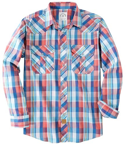 Dubinik® Camicia Uomo Quadri Bottoni Vintage Casual Camicia con Bottoni Automatici Western Camicia Cowboy Uomo Regular Fit