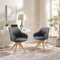 Zouron Lot de 2 Chaises Pivotantes avec Pieds en Bois - Salle à Manger, Cuisine, Salon, Bureau à Domicile - Simili Cuir Noir avec Accoudoirs