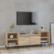 TJROO Mobile Porta TV Rovere Sonoma 160x35x55cm in Legno Multistrato e Metallo - Mensola Sotto TV Con Ante e Vetrina - Consolle Televisione Bassa
