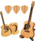 3 Stück Wooden Guitar Picks, TOATELU Plektren Gitarre mit Ständer und Box, Einzigartige Gravierte Gitarrenplektren, Geschenk für des Freundgitarristen