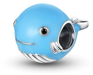 Abalorio opalescente de plata de ley 925 con cristal de Murano azul oscuro, tortuga, delfines, sirena, animal para pulsera Pandora, Plata