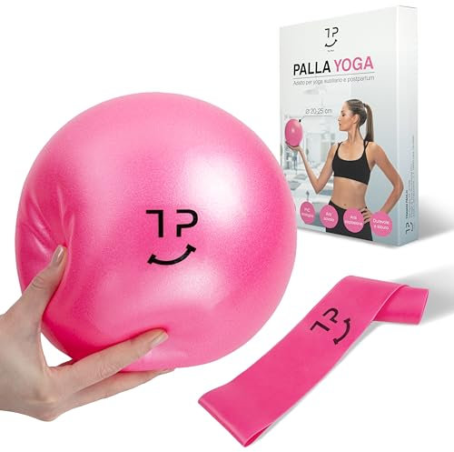 TRE PURI® Palla Pilates – 25 CM Palla Fitness con Yoga Accessori Marchio ITALIANO – Fitball Utile per fare ginnastica e Gravidanza - OMAGGIO fascia elastica ed E-book (CONSIGLI PER TE)
