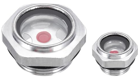 PATIKIL 2 Paquete Aceite Mira Vidrio 3/8 1 Macho Roscado Aleación | Aceite Líquido Nivel Medidor Aceite Indicador, para Bomba Aire Compresor Accesorios