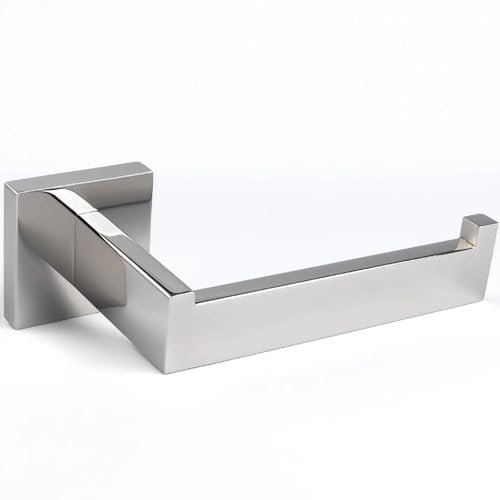 Pebble Grey™ Manhattan Toilet Roll Holder for Bathroom, Wall Mounted with Screws, Industrial Style Toilet Paper Holder, Contemporary Design, Anti-Rust, Concealed Fixings (Chrome)