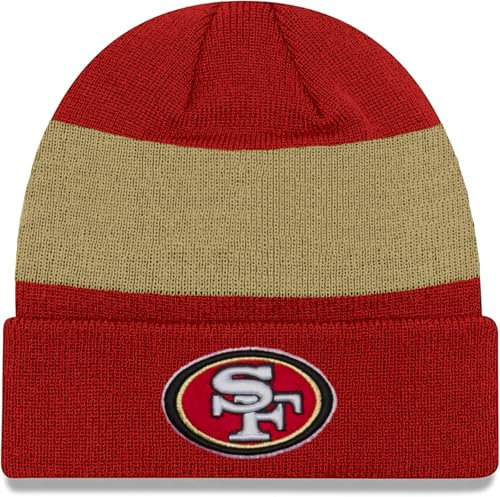 NFL Kids Youth 8-20 Offiziell lizenzierte Team-Farbe, Primär-Logo, Basic, Sport, Strickmütze für kaltes Wetter, mit Bündchen, San Francisco 49ers - Rot, Einheitsgröße