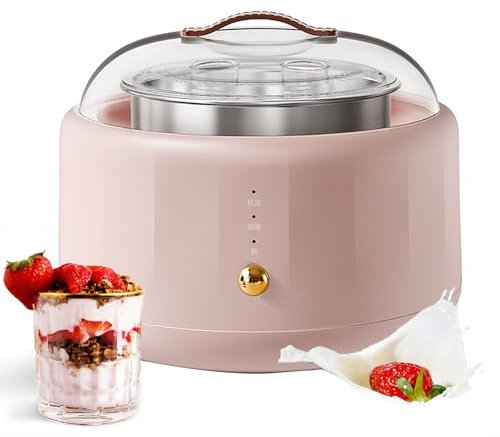 VoOqo Máquina de Yogur, yogurtera Griega Eléctrica,fermentador de Natto Eléctrico de 1 Litro con Revestimiento de Acero Inoxidable 304,Separación del Cuerpo de la Taza Buena Apariencia