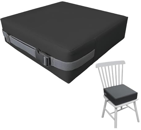 Sitzerhöhung Stuhl, Leder Tragbares Boostersitze Waschbar Zerlegbar, Sitzerhöhung Kinder Stuhl mit 2 Sicherheitsschnalle Gurte, Sitzkissen Kinder für Zuhause Unterwegs für Esstisch (32 × 32 × 10 cm)