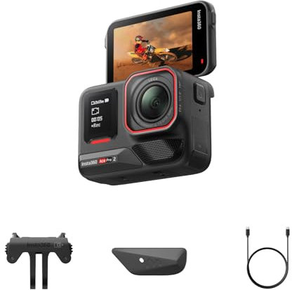 Insta360 Ace Pro 2 Standard-Bundle - 8K wasserdichte Actionkamera mit Leica entwickelt, 1/1,3 Sensor, Dual-KI-Chip-System, führende Schwachlichtleistung, bestes Audio, Flipscreen & KI-Editing