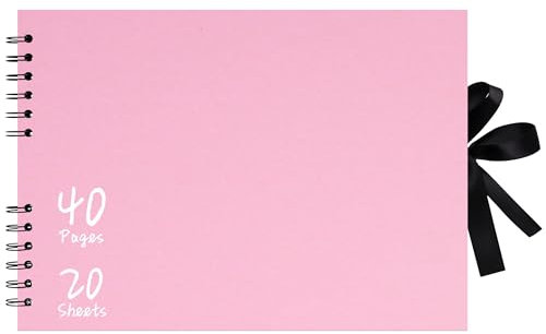 Vienrose 29x21,5 cm Scrapbook Fotoalbum zum Selbstgestalten, DIY Fotoalbum mit 40 Seiten Schwarzem Kraftpapier, Fotobuch zum Einkleben, Album für Paare, Babys, Hochzeiten und Familie, Rosa