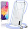 Coiwxmoi Coque avec Cordon pour Samsung Galaxy A50 / A30S /A50s 6,4,Collier Réglable Téléphone Étui Portable Lanyard Case Transparent Ultra Souple Silicone Housse Antichoc Protection Cover,Violet