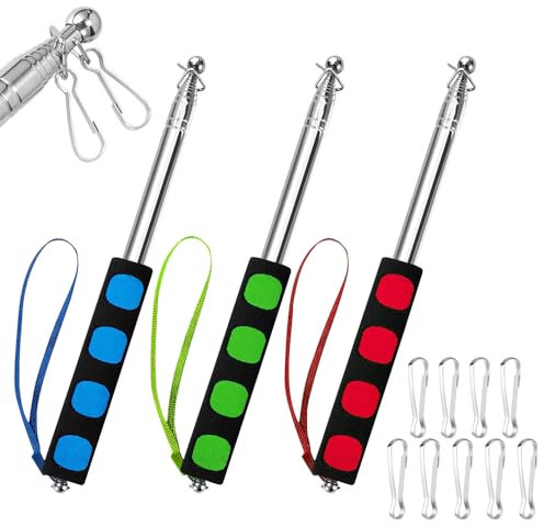 yotutun 3 Piezas Extensible Mastil Bandera Postes de Bandera Telescópicos