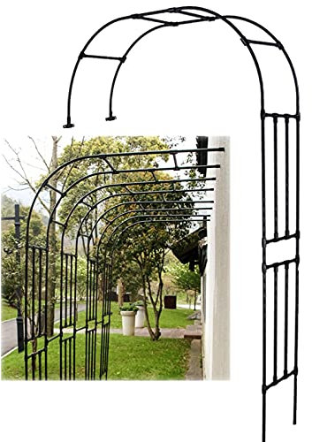 HFVUYAR Arco de jardín con Estructura de Metal para Plantas trepadoras, 2,4 m, Resistente a la Intemperie, con Arco Grande para Rosales, Patio, césped y jardín, Color Negro.