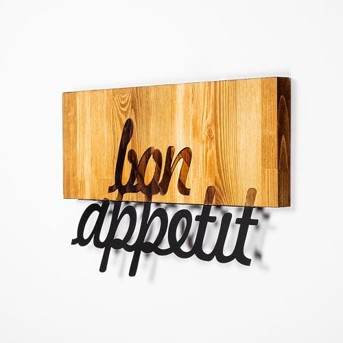 Elegant Decorative Wooden Wall Accessory, Walnut & Black, 34 x 58 cm | 50% Wood (3 cm) & Metal (1.5 mm) | Unique Texture & Color Variations