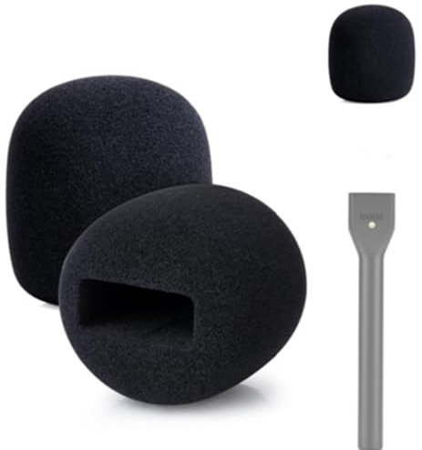 Saidbuds Microphone Foam Windscreens Sponge Covers for DJI Mic 2, Rode Wireless GO II, Wireless (Black)