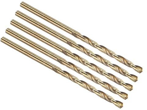 PATIKIL 2.5mm Drill Bit #40 4341 High-Speed Steel for Thin Metal 5 Pack | Micro Number Small Bits 118° Gold for Soft Thin Metal Steel Wood Acrylic