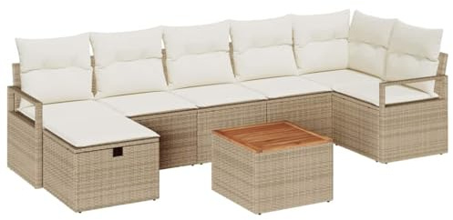 vidaXL 8-teiliges Garten-Sofa-Set mit Kissen in Beige aus Poly-Rattan – modular und perfekt für deinen Außenbereich. Bequeme, langlebige und wetterfeste Möbel für Terrasse oder Patio.
