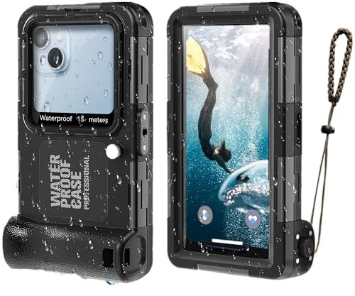 2025 Upgrade Universal Wasserdichte Handyhülle Tauch Schnorchel Telefonhülle für iPhone 16/16E/15/14/13/12/11 Pro/Pro Max/XS/X(Linker Lautstärketaste Version)Unterwasser Touchscreen Foto Video Gehäuse