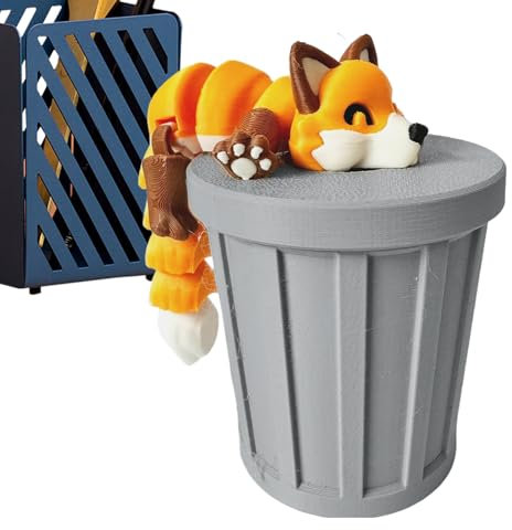 Bewegliche Figur Spielzeug, 3D Druck Statue Mit Mülleimer Und Beweglichen Gelenken, Dekofigur Für Schreibtisch Wohnzimmer