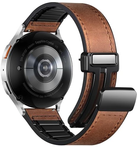 Charlam Magnetisch Lederarmband Kompatibel mit Samsung Galaxy Watch 7 Armband– Galaxy Watch 6 5 4 FE 40mm 44mm, 20mm Echtlederarmband für Galaxy Watch 6/4 Classic/Watch 5 Pro/Active 2 für Herren