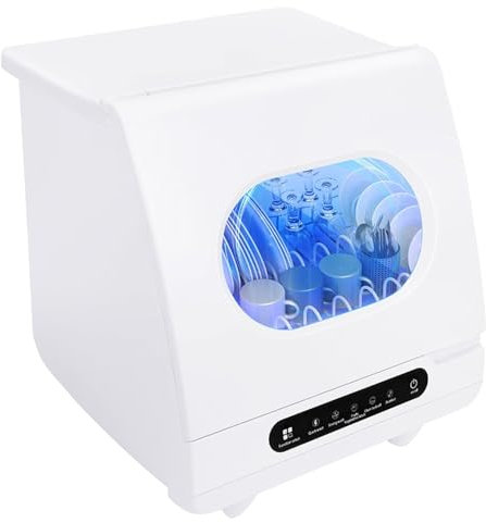GYKOZY Table Top Dishwasher, Mini Dishwasher with 5 Washing Programmes, Touch Control, Auto-drying, Care Fruit Wash, Portable Compact Dishwasher