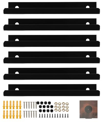 CeoxThao 6 Pack Floating Shelves for Records, Clear Acrylic Wall Mount Storage Display Shelf, Acrylic Shelves, Record Shelves, Picture Shelf, for Photos, and Pictures in Bedroom and Living Room