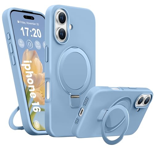 BENTIACC Liquid Silicone Magnetic Case for iPhone 16, Light Blue