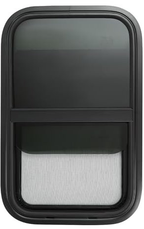 Ventana corredera vertical para autocaravana y caravana, ventana lateral con mosquitera de aleación de aluminio y vidrio templado (380 x 610 mm)