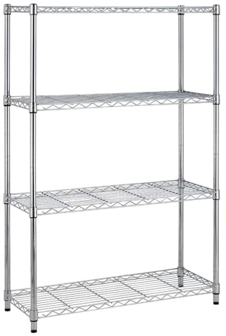 BestOffice 4 Tier Shelving Unit NSF Wire Shelf Metal Large Storage Shelves Heavy Duty Height Adjustable Commercial Grade Steel Utility Layer Shelf Rack Organizer 450kg Capacity