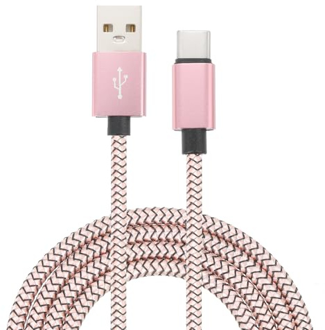 QUARKZMAN 3.28ft Cavo Di Ricarica USB Type C 2.4A Type-C A USB A Intrecciato Cavo Di Ricarica E Trasferimento Dati Per Tablet Telefono Lampada Da Scrivano LED Drone Rosa