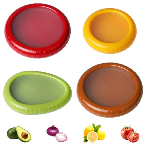 Befurglor 4PCS Fridge Pods, Fridge Storage Containers for Fruits and Vegetables, Anti-oxidation Box, Silicone Storage Containers for Avocado, Garlic, Onions, Lemons