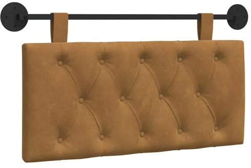 vidaXL Hängendes Kopfteil Braun Samt, Schlafzimmer, modernes Wand-Kopfteil, rechteckig mit Samtbezug, gesteppt, Holzwerkstoff, platzsparende Dekoration